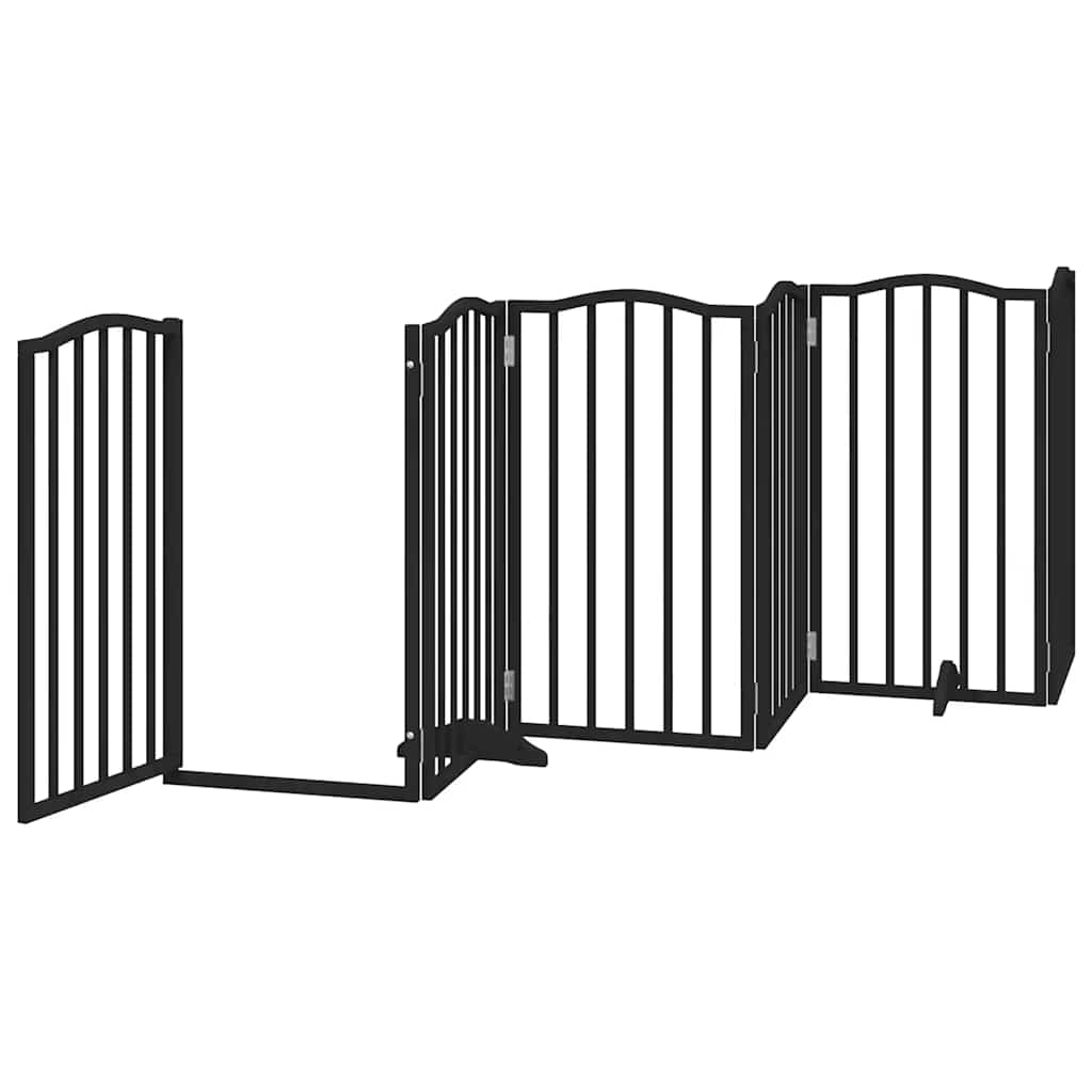 Dog Gate with Door Foldable 12 Panels Black 600 cm Poplar Wood