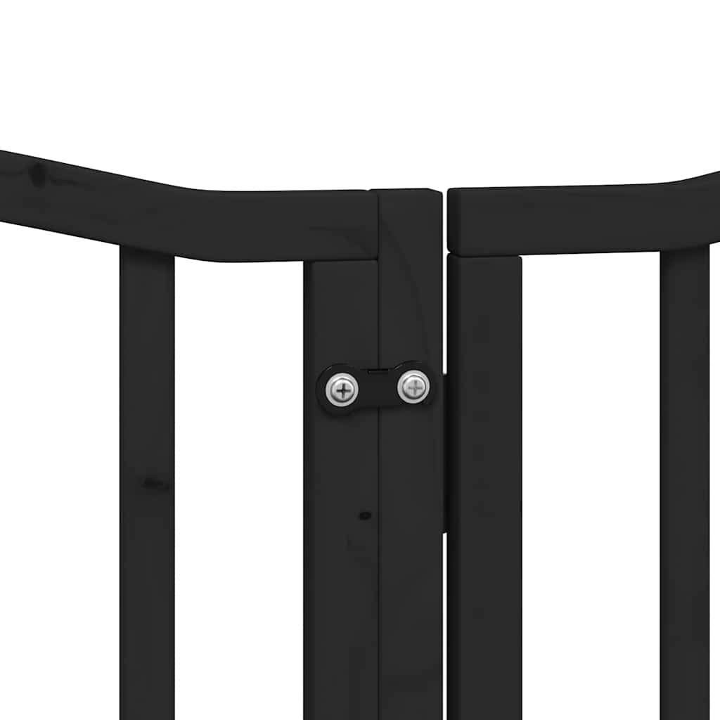 Dog Gate with Door Foldable 12 Panels Black 600 cm Poplar Wood