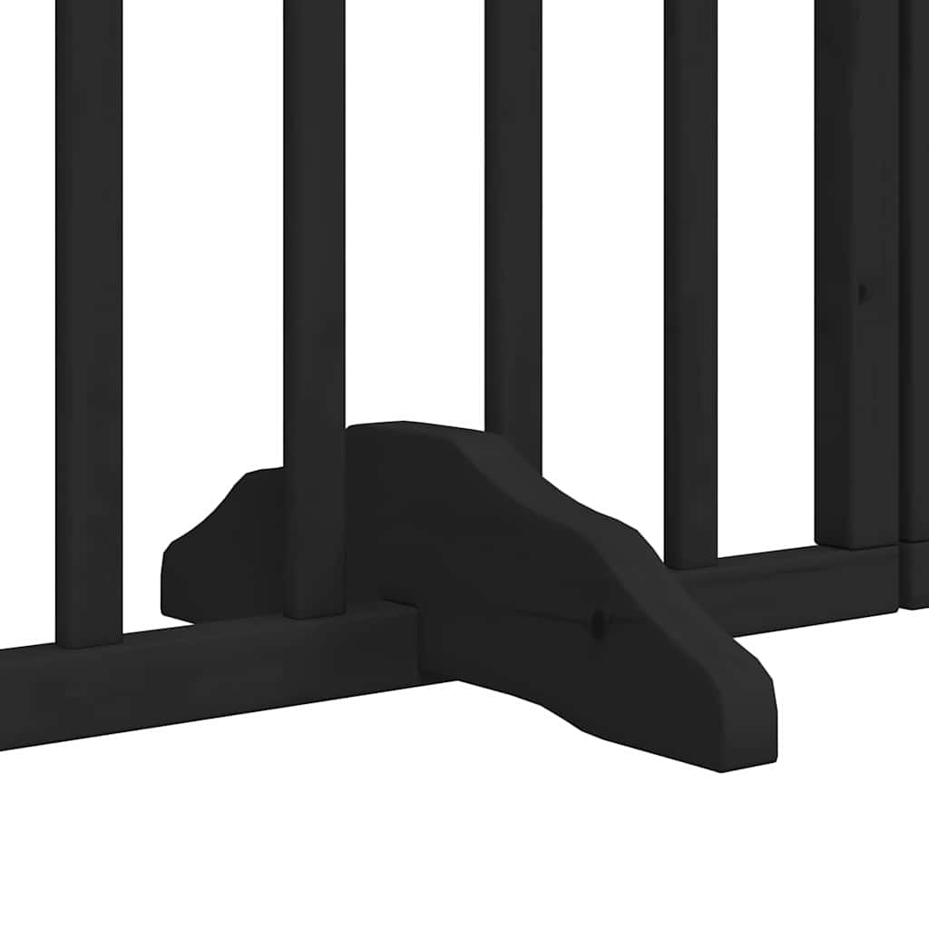 Dog Gate with Door Foldable 12 Panels Black 600 cm Poplar Wood