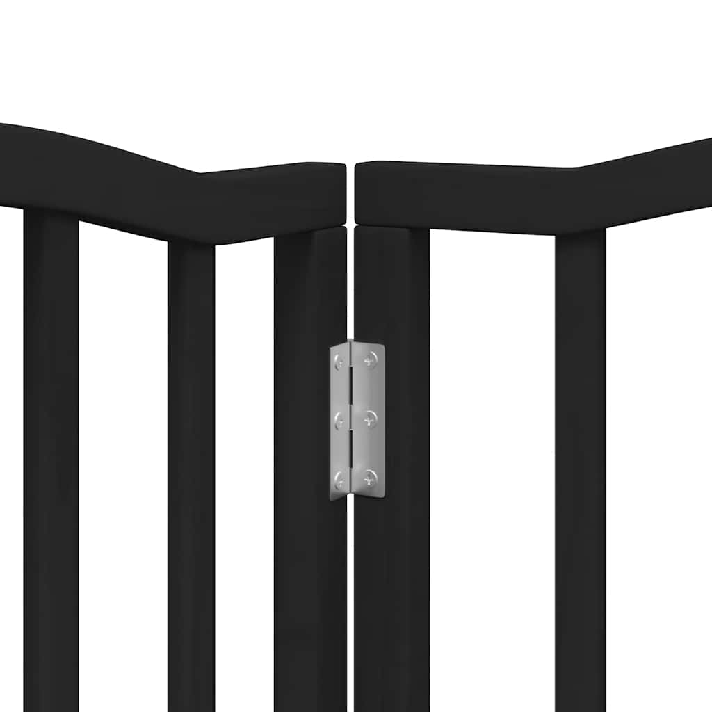 Dog Gate with Door Foldable 12 Panels Black 600 cm Poplar Wood