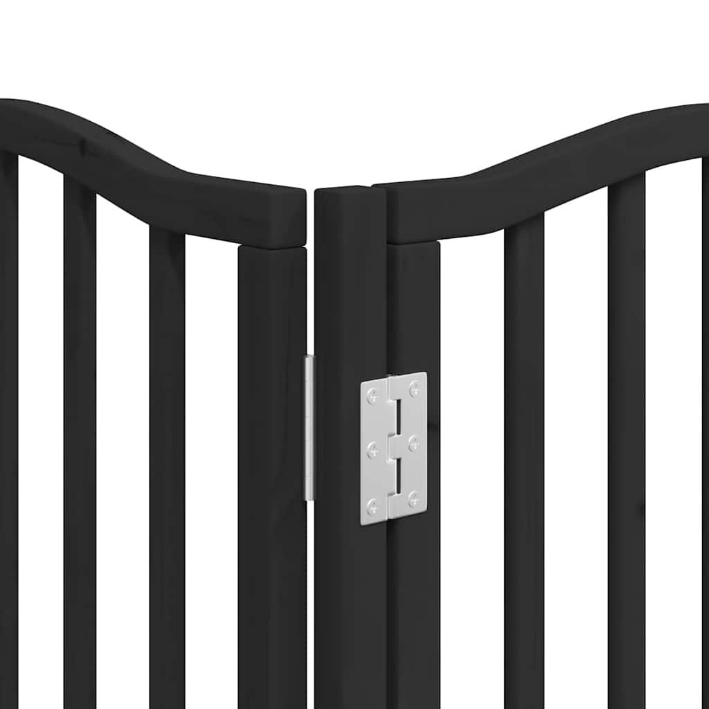 Dog Gate with Door Foldable 12 Panels Black 600 cm Poplar Wood