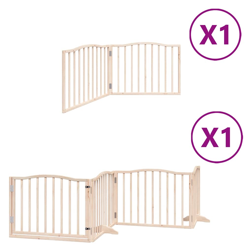 Dog Gate with Door Foldable 6 Panels 480 cm Poplar Wood