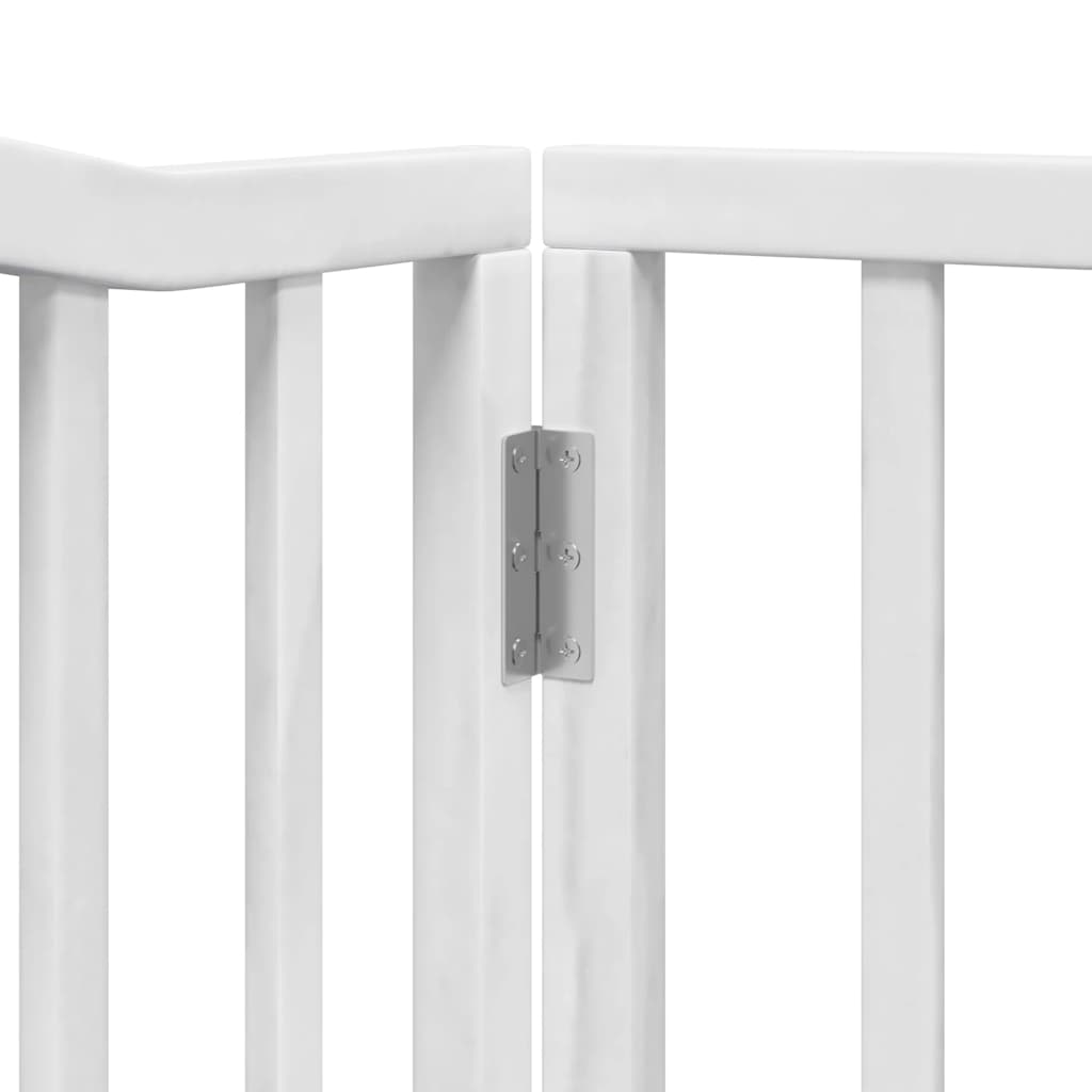 Dog Gate with Door Foldable 8 Panels White 640 cm Poplar Wood