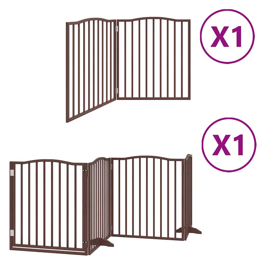 Dog Gate with Door Foldable 6 Panels Brown 480 cm Poplar Wood