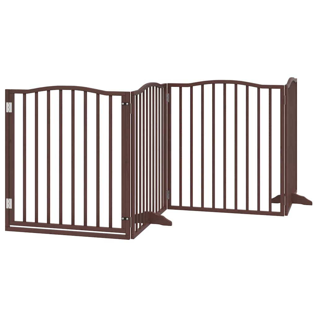 Dog Gate with Door Foldable 6 Panels Brown 480 cm Poplar Wood