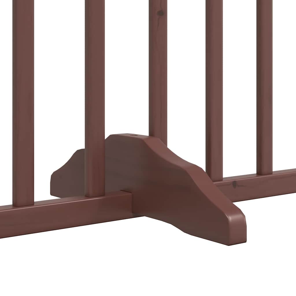 Dog Gate with Door Foldable 6 Panels Brown 480 cm Poplar Wood