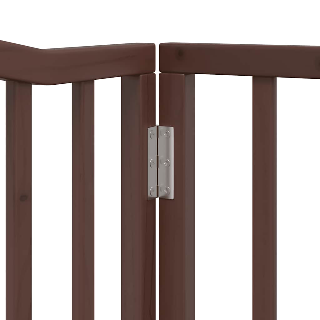 Dog Gate with Door Foldable 6 Panels Brown 480 cm Poplar Wood
