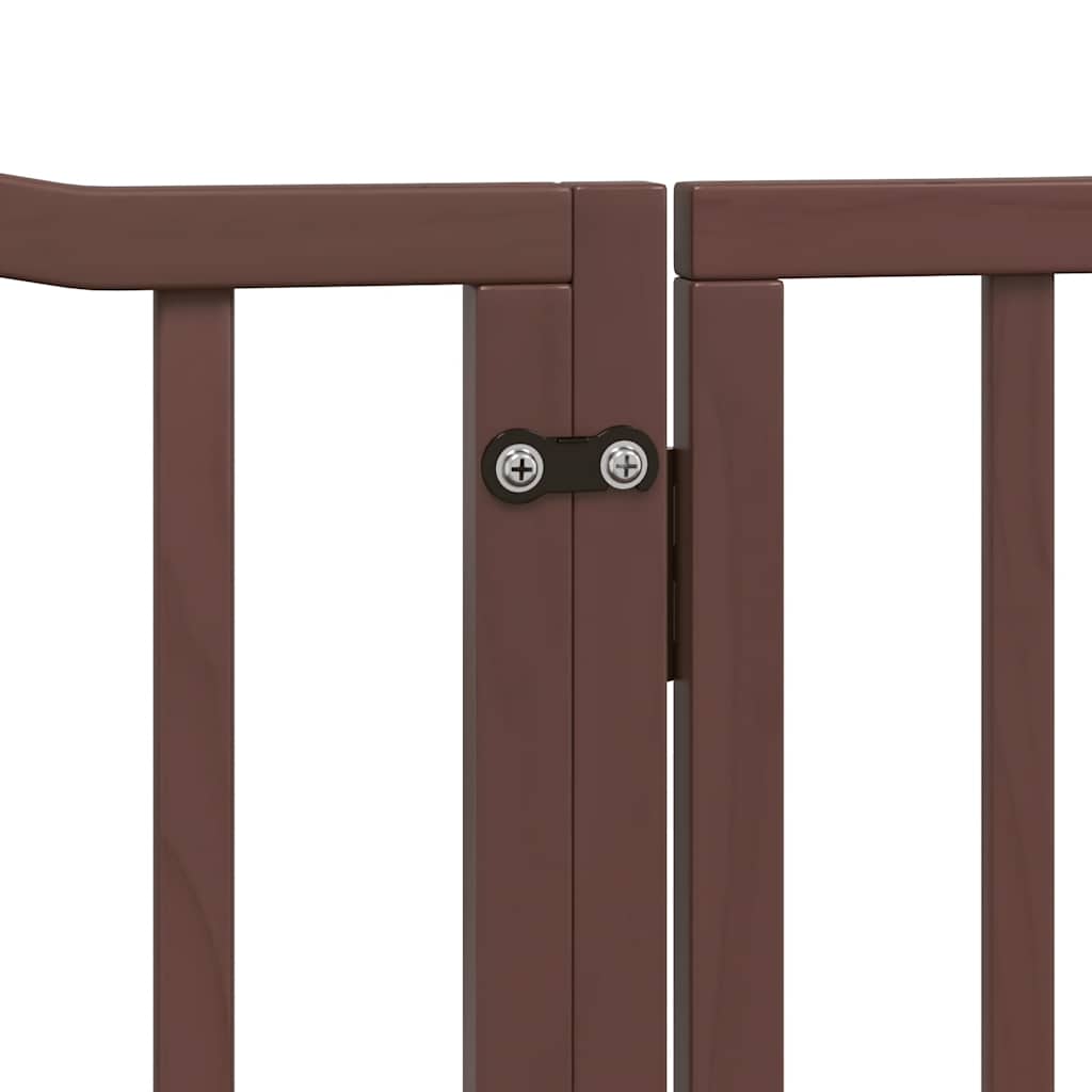 Dog Gate with Door Foldable 8 Panels Brown 640 cm Poplar Wood