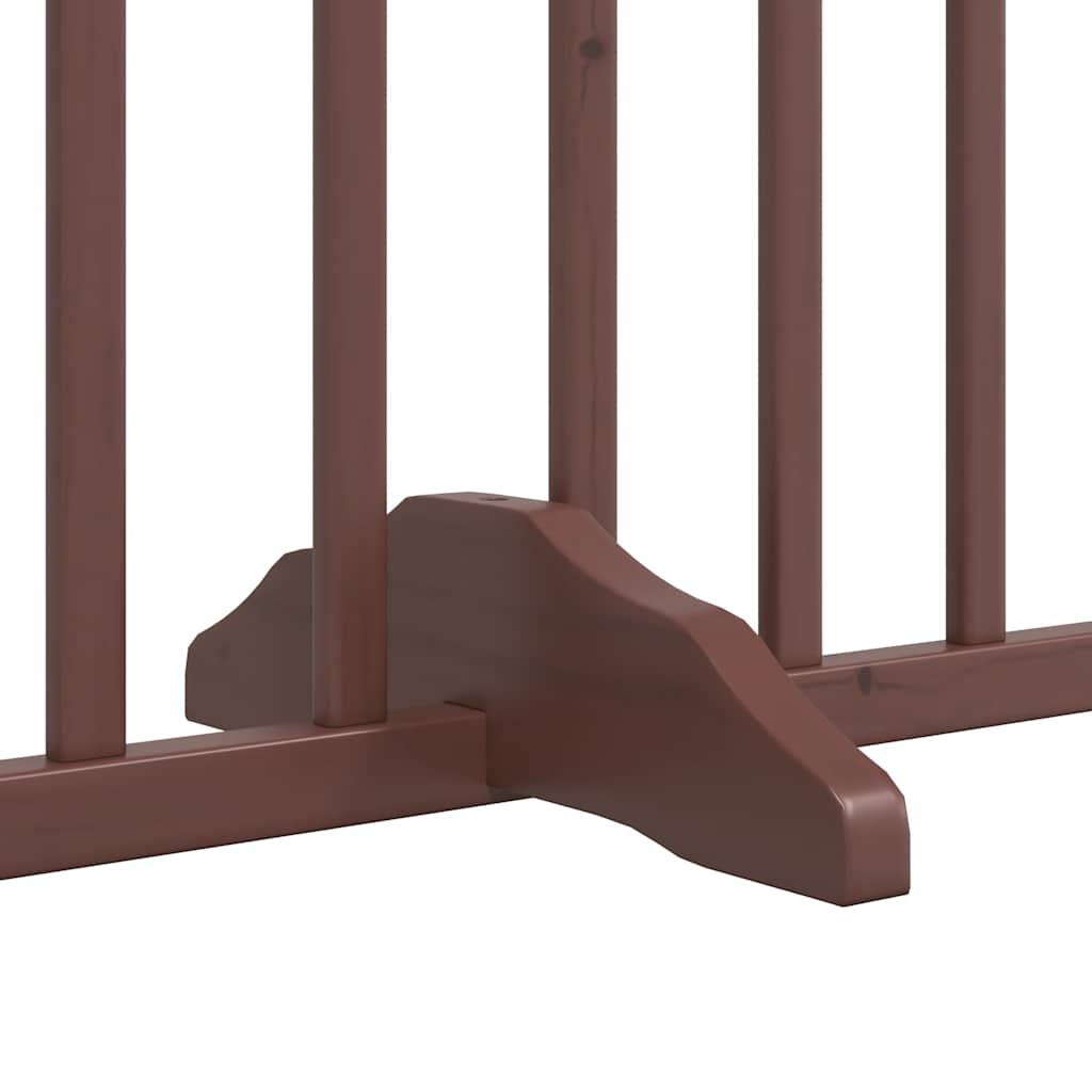 Dog Gate with Door Foldable 12 Panels Brown 960 cm Poplar Wood