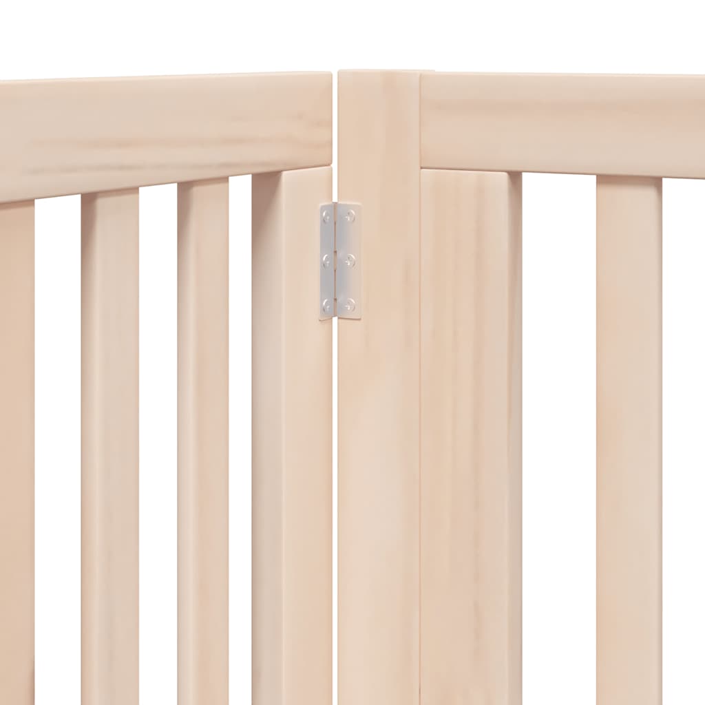 Dog Gate with Door Foldable 8 Panels 640 cm Poplar Wood