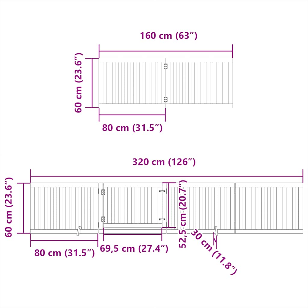 Dog Gate with Door Foldable 12 Panels Black 960 cm Poplar Wood