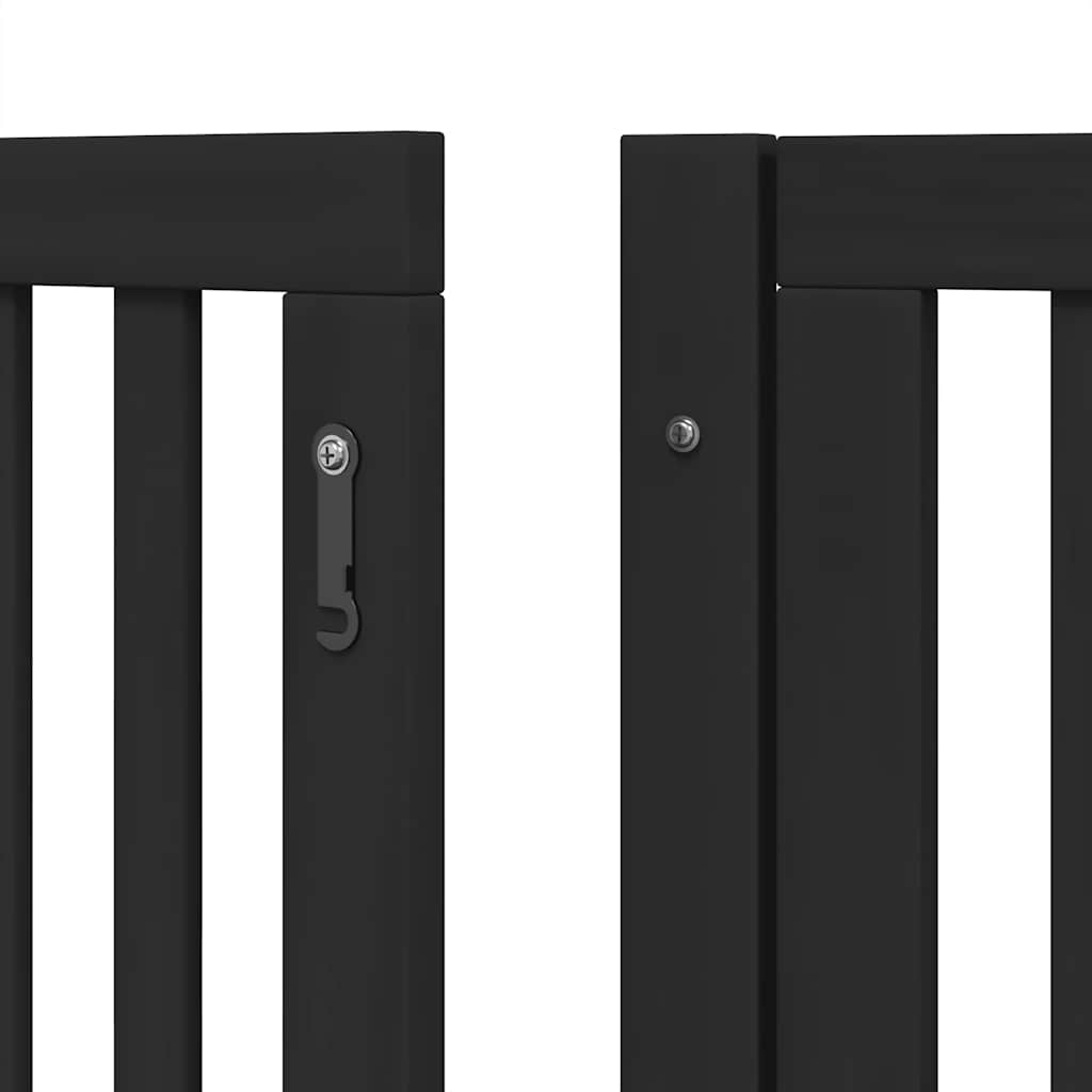 Dog Gate with Door Foldable 6 Panels Black 480 cm Poplar Wood