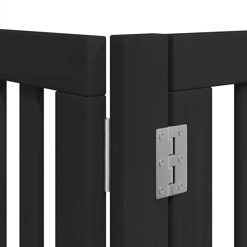 Dog Gate with Door Foldable 6 Panels Black 480 cm Poplar Wood