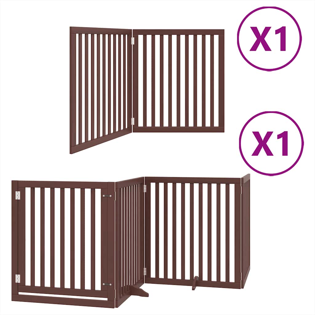 Dog Gate with Door Foldable 6 Panels Brown 480 cm Poplar Wood