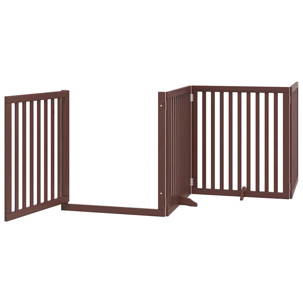 Dog Gate with Door Foldable 6 Panels Brown 480 cm Poplar Wood