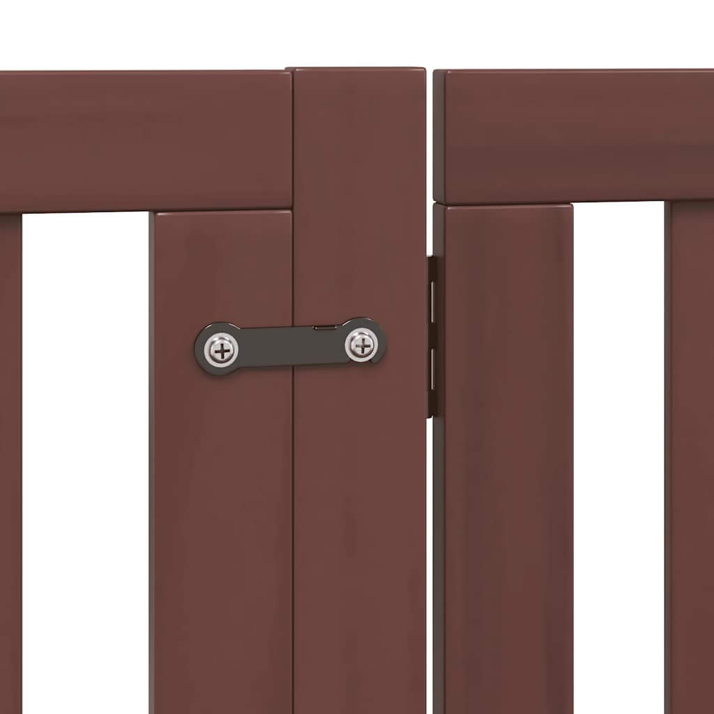 Dog Gate with Door Foldable 6 Panels Brown 480 cm Poplar Wood