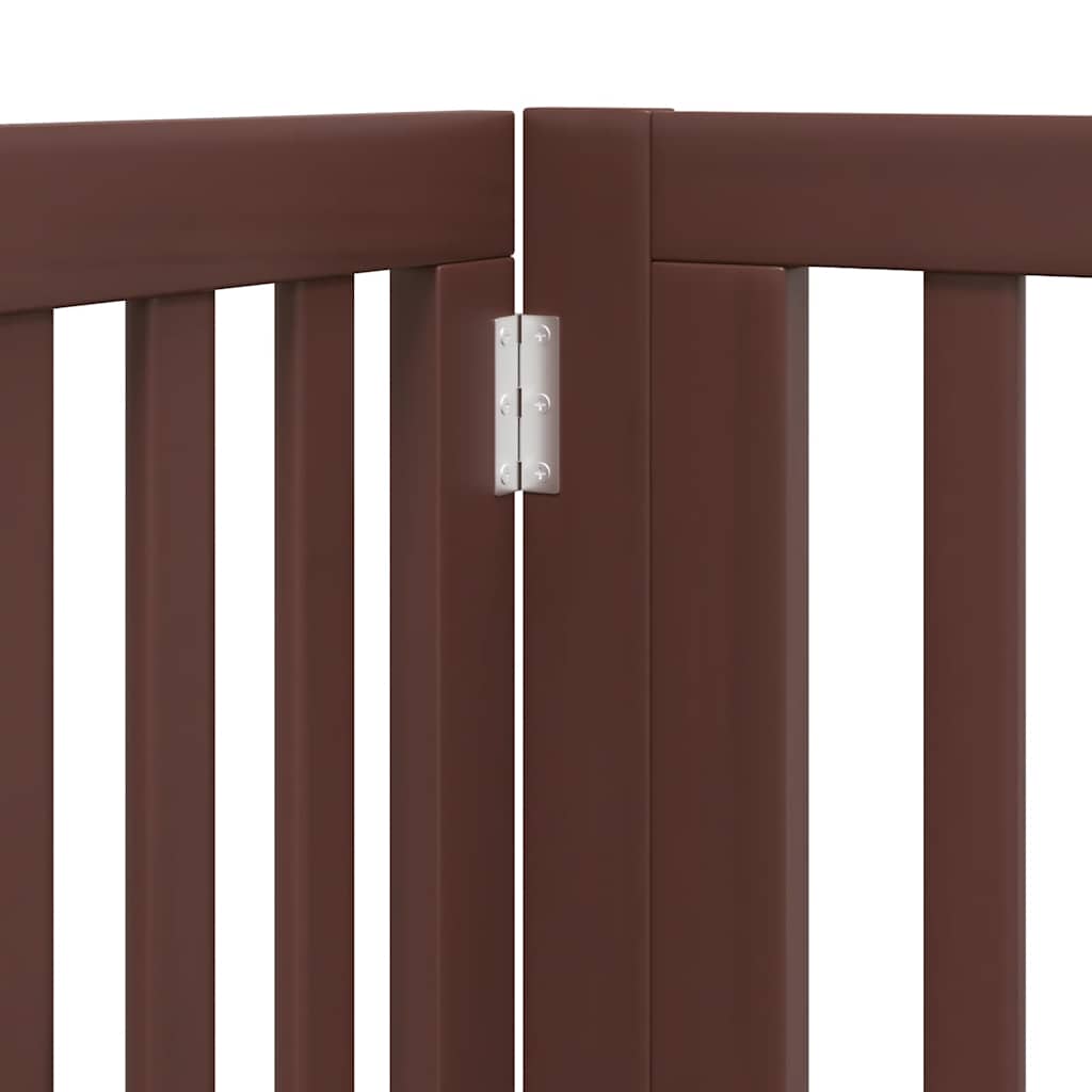 Dog Gate with Door Foldable 6 Panels Brown 480 cm Poplar Wood