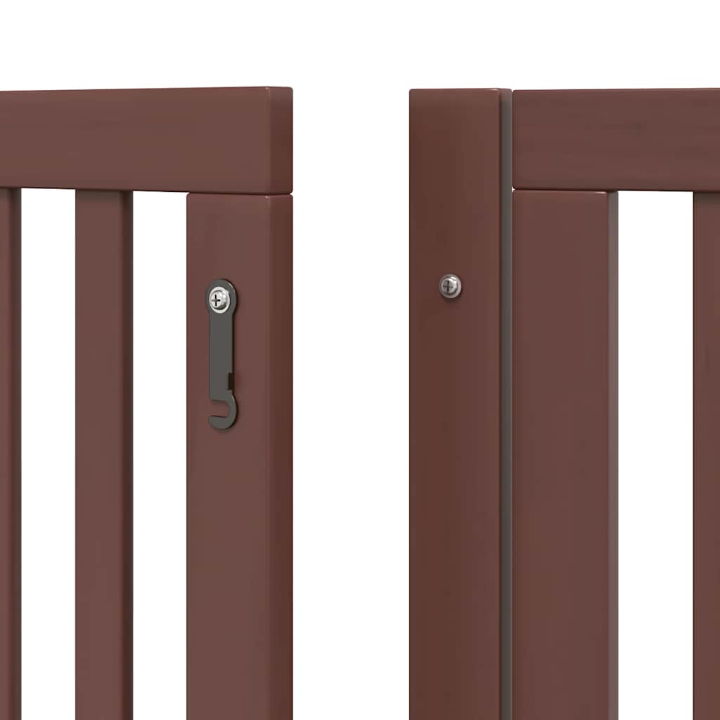 Dog Gate with Door Foldable 6 Panels Brown 480 cm Poplar Wood