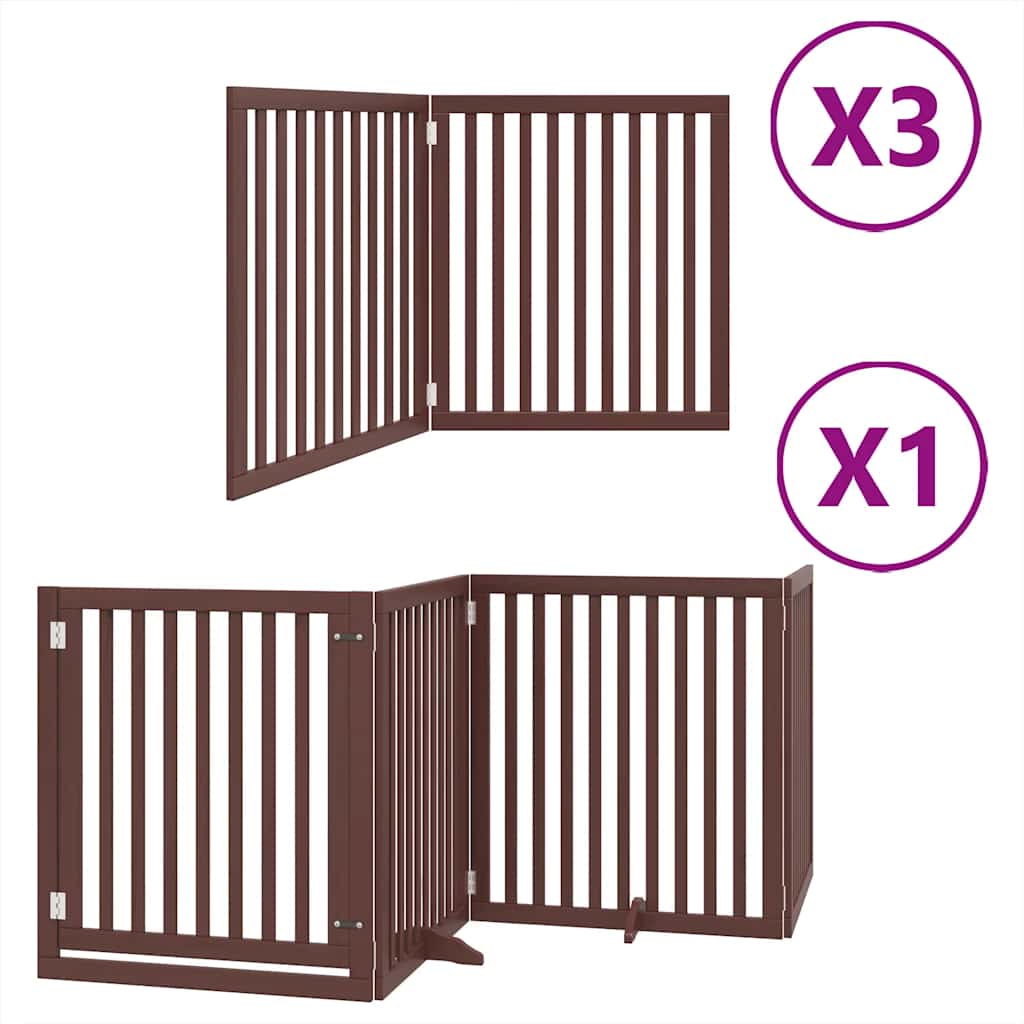 Dog Gate with Door Foldable 10 Panels Brown 800 cm Poplar Wood