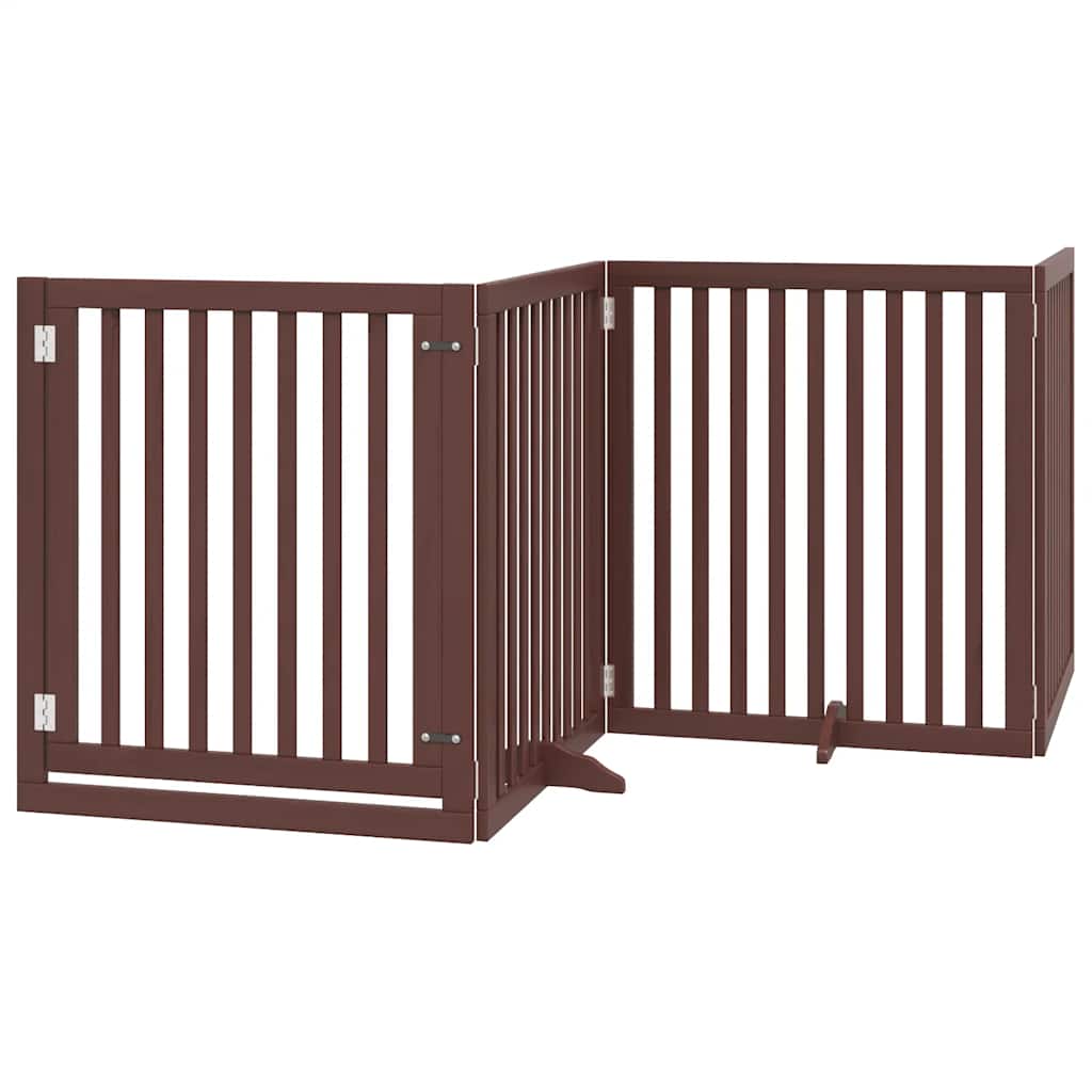 Dog Gate with Door Foldable 10 Panels Brown 800 cm Poplar Wood