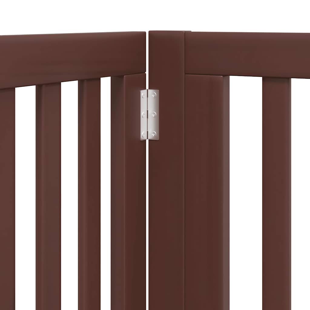 Dog Gate with Door Foldable 10 Panels Brown 800 cm Poplar Wood