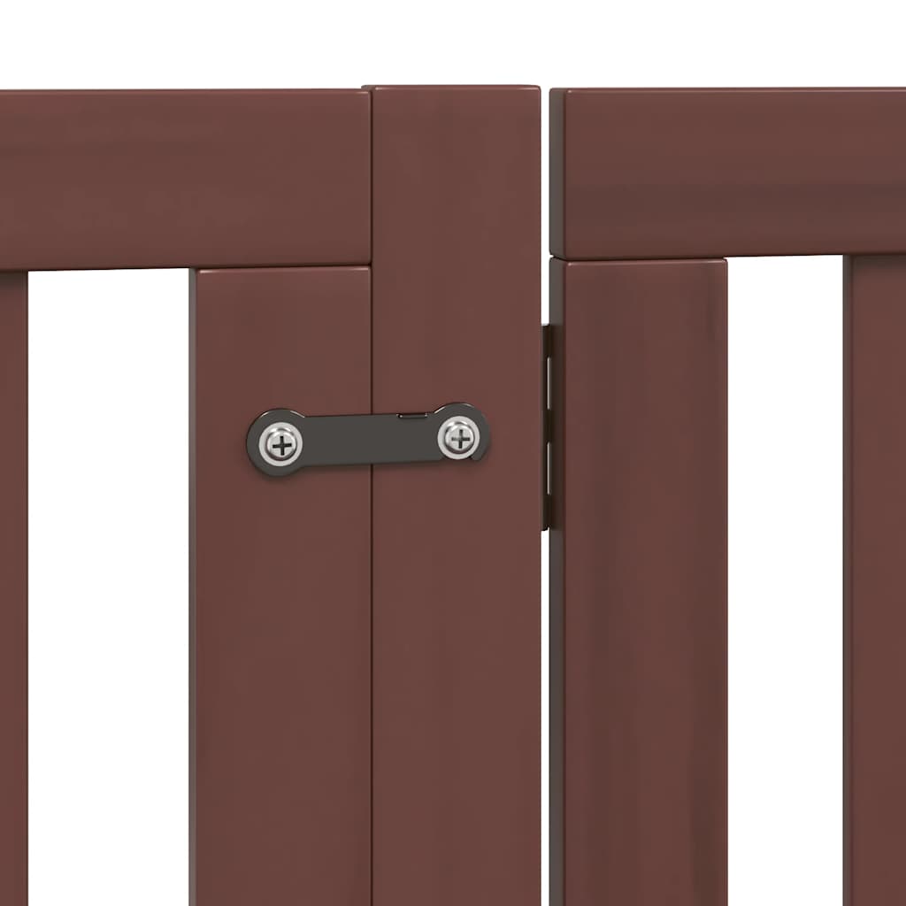 Dog Gate with Door Foldable 10 Panels Brown 800 cm Poplar Wood