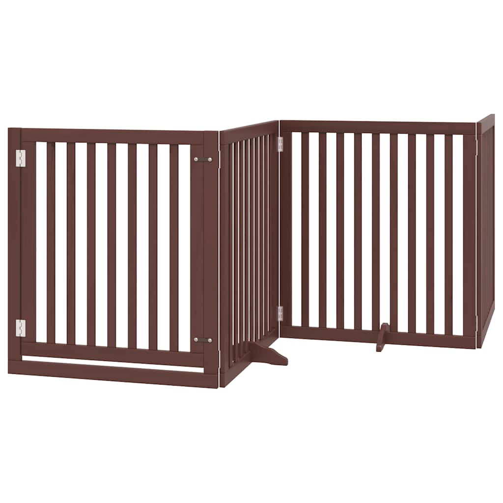 Dog Gate with Door Foldable 12 Panels Brown 960 cm Poplar Wood