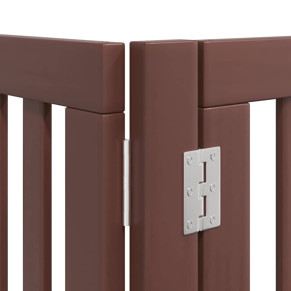 Dog Gate with Door Foldable 12 Panels Brown 960 cm Poplar Wood