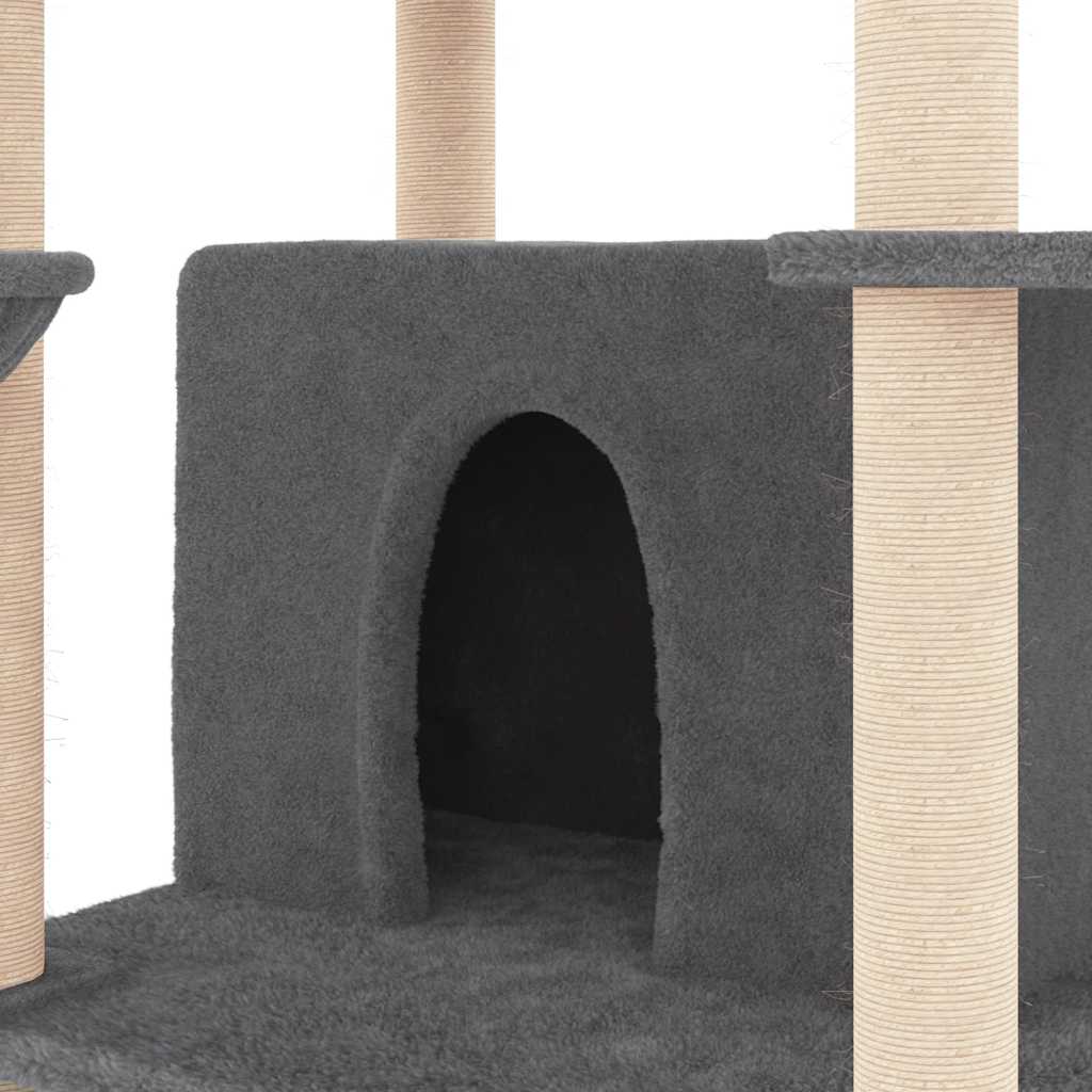Cat Tree with Sisal Scratching Posts Dark Grey 166 cm