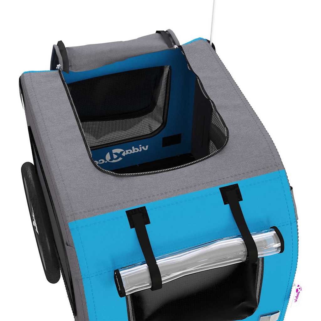 Pet Bike Trailer Blue and Grey Oxford Fabric and Iron