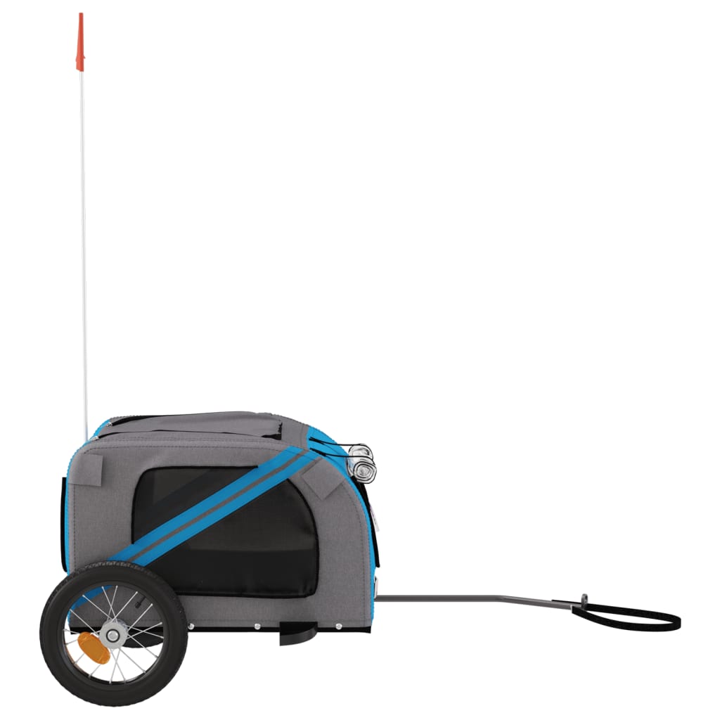 Pet Bike Trailer Blue and Grey Oxford Fabric and Iron