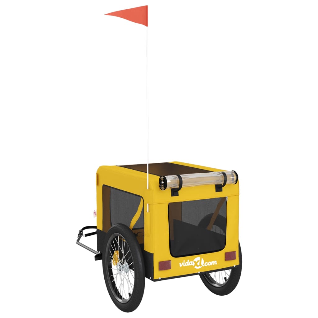 Pet Bike Trailer Yellow and Black Oxford Fabric&Iron