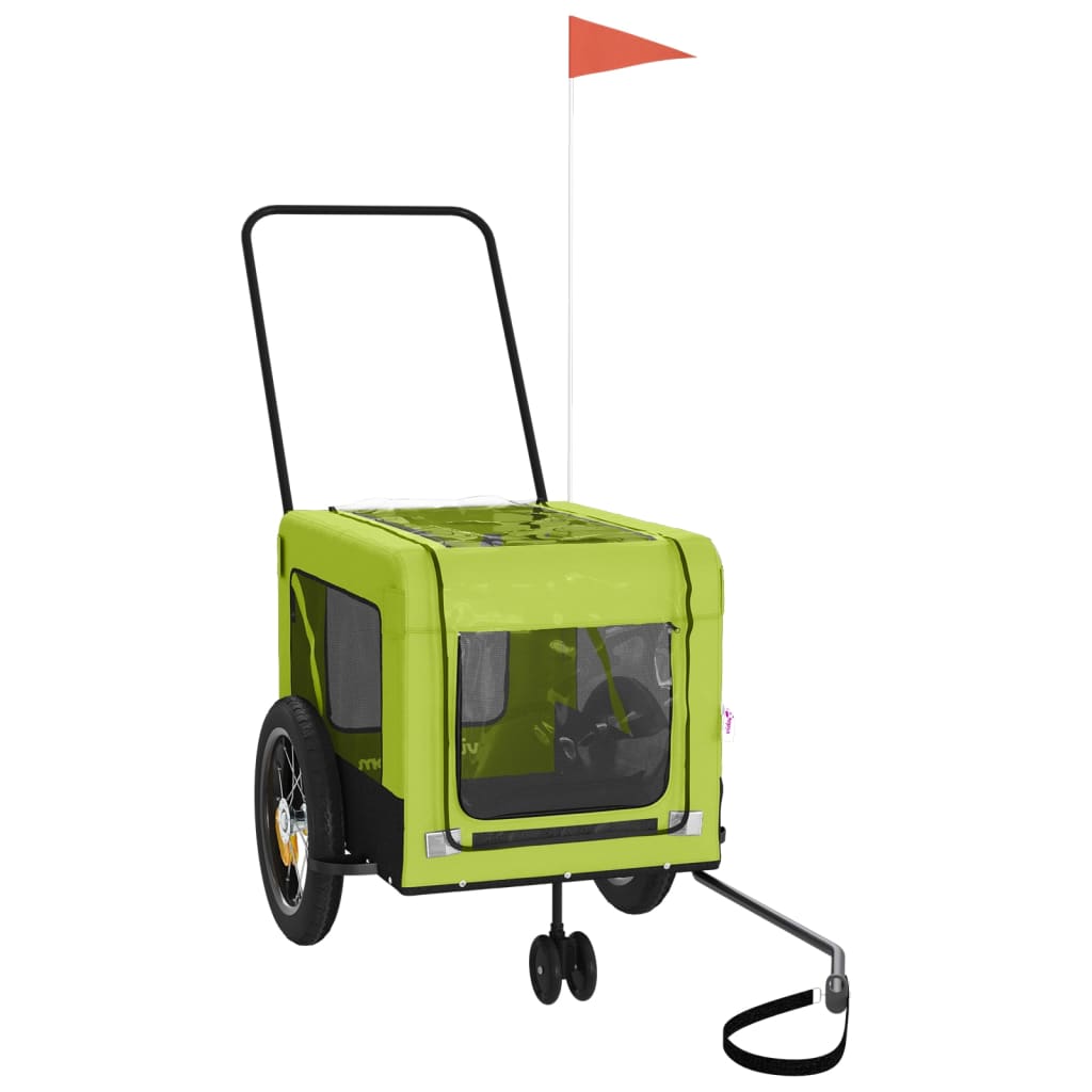 Pet Bike Trailer Green and Black Oxford Fabric and Iron