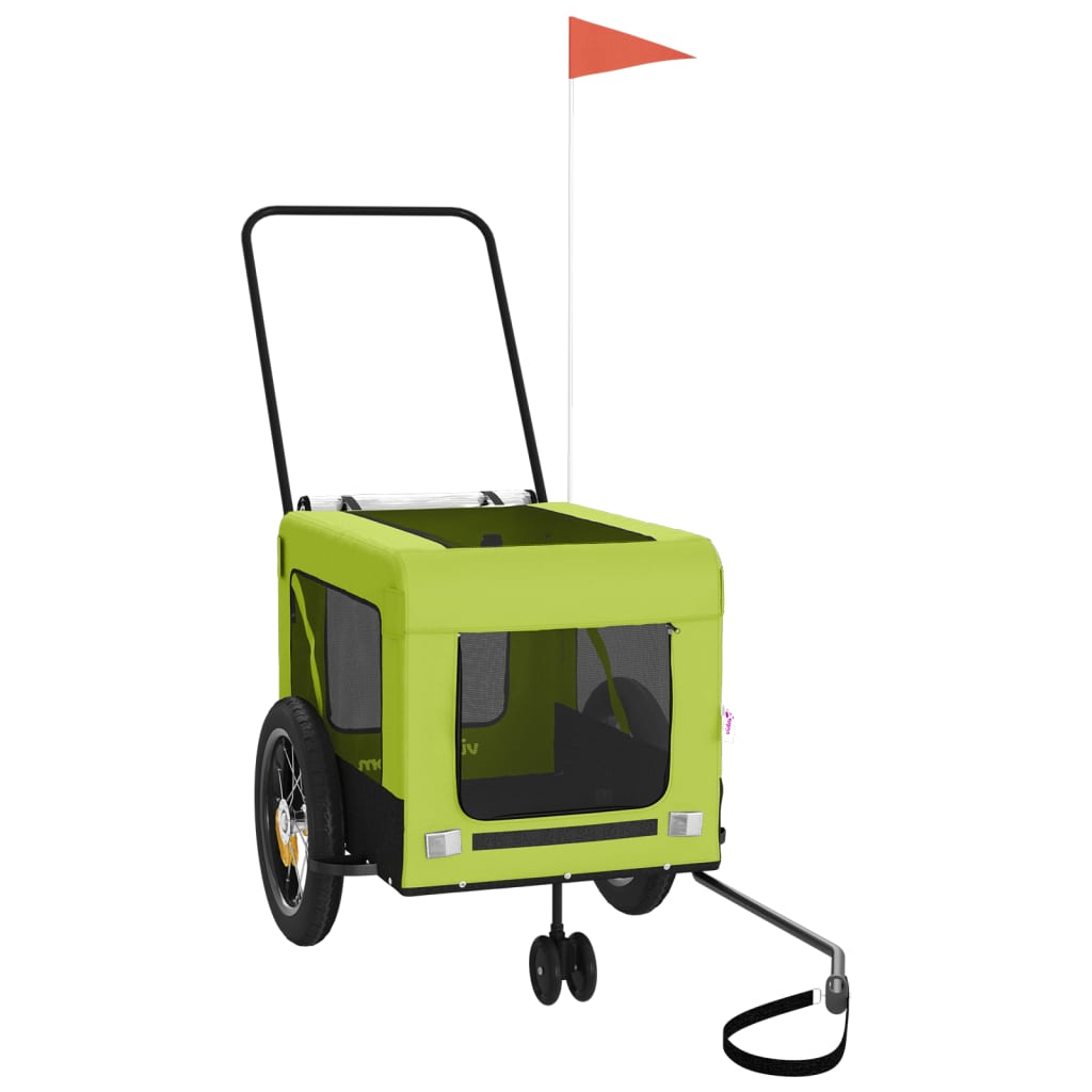 Pet Bike Trailer Green and Black Oxford Fabric and Iron