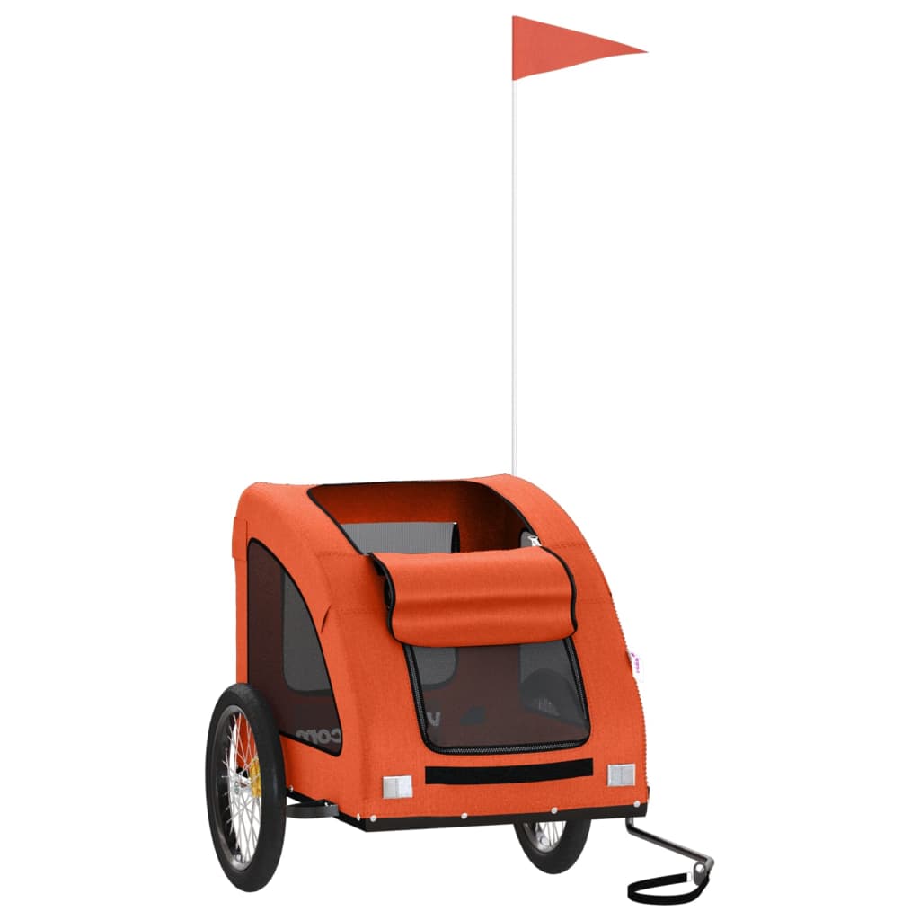 Pet Bike Trailer | Orange | Oxford fabric, iron, PVC | Medium | Durable