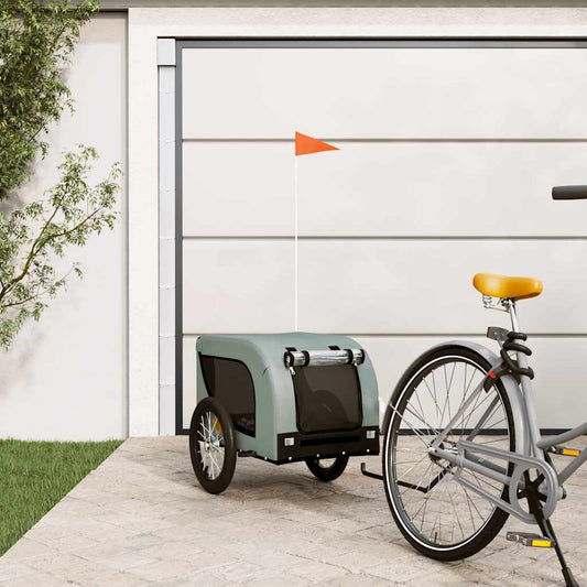 Pet Bike Trailer Grey and Black Oxford Fabric and Iron