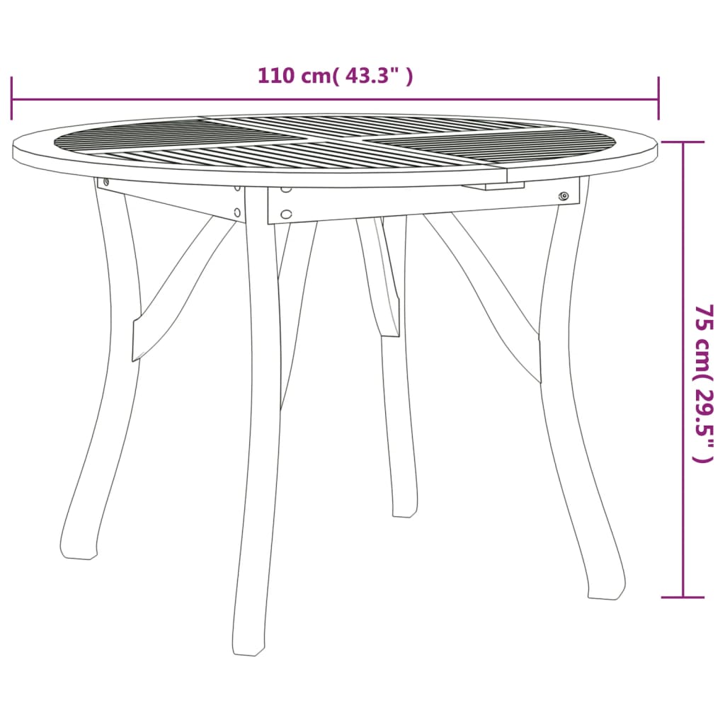 5 Piece Garden Dining Set Solid Wood Acacia