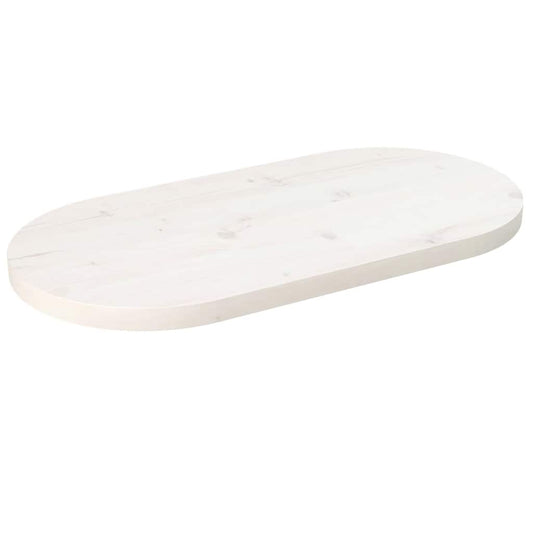 Table Top White 70x35x2,5 cm Solid Wood Pine Oval