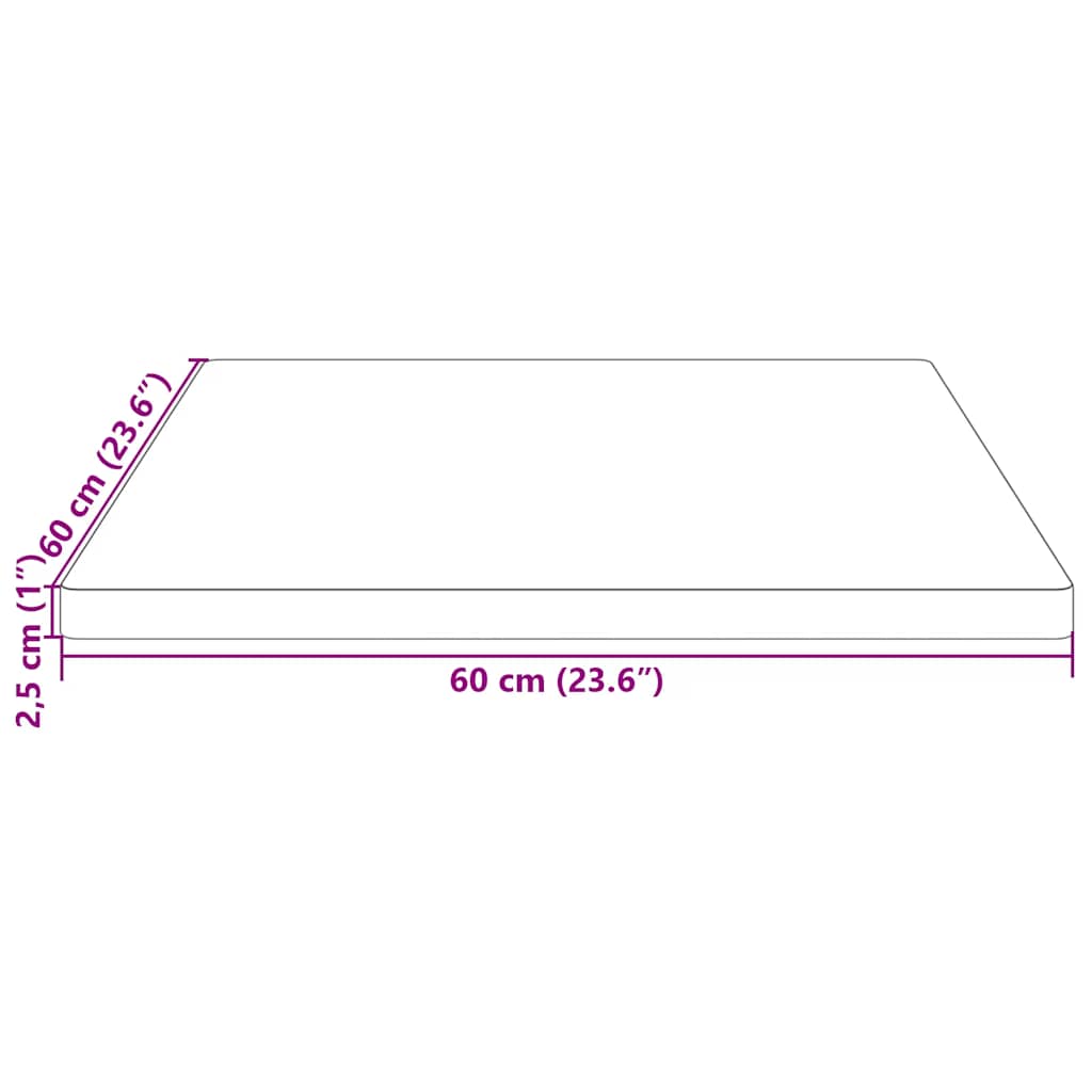 Table Top White 60x60x2.5 cm Solid Wood Pine Square
