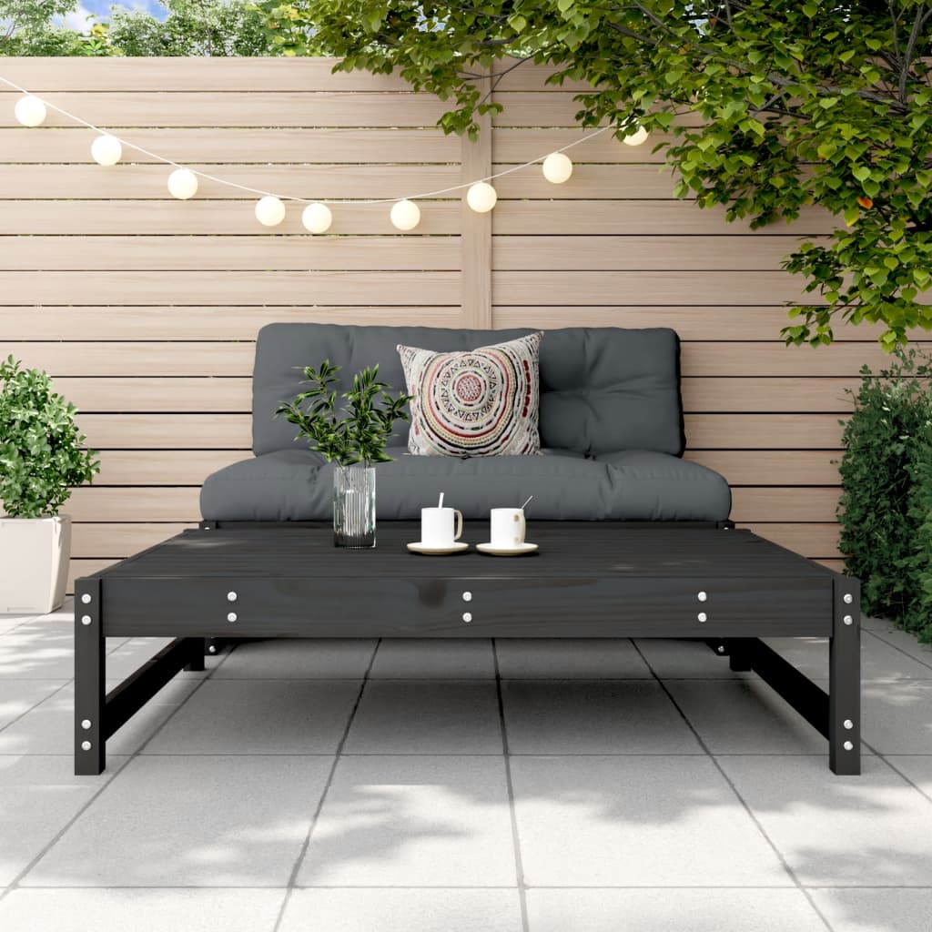 Garden Footstool Black 120x80 cm Solid Wood Pine