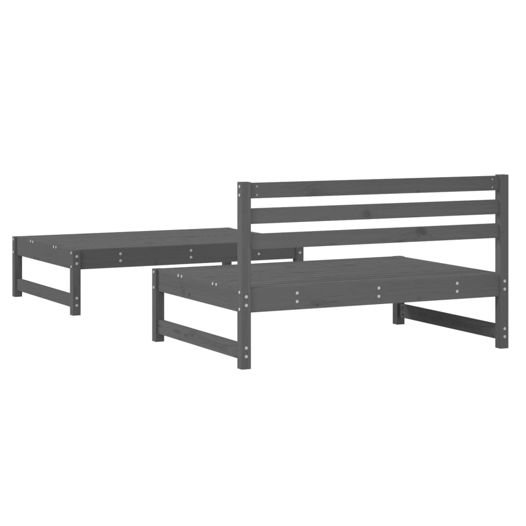 2 Piece Garden Lounge Set Grey Solid Wood Pine