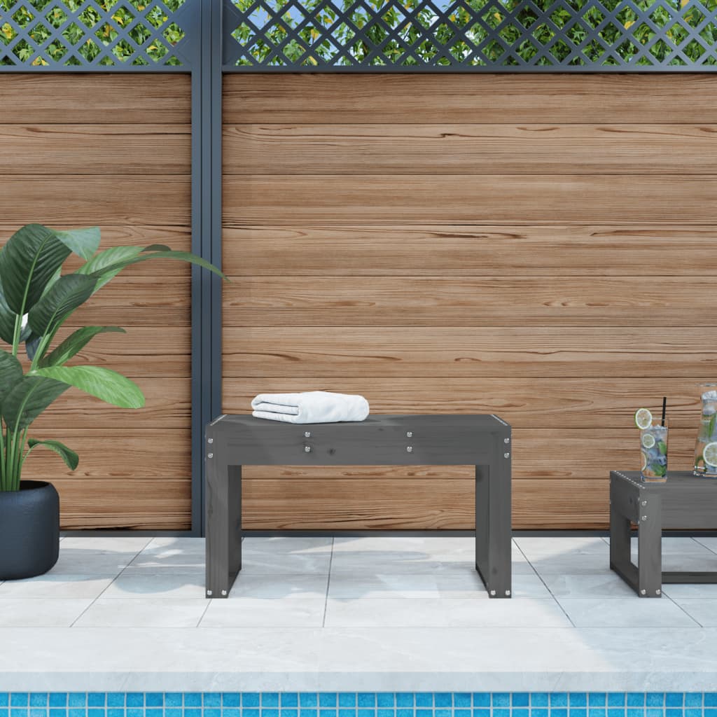 Garden Bench Grey 80x38x45 cm Solid Wood Pine