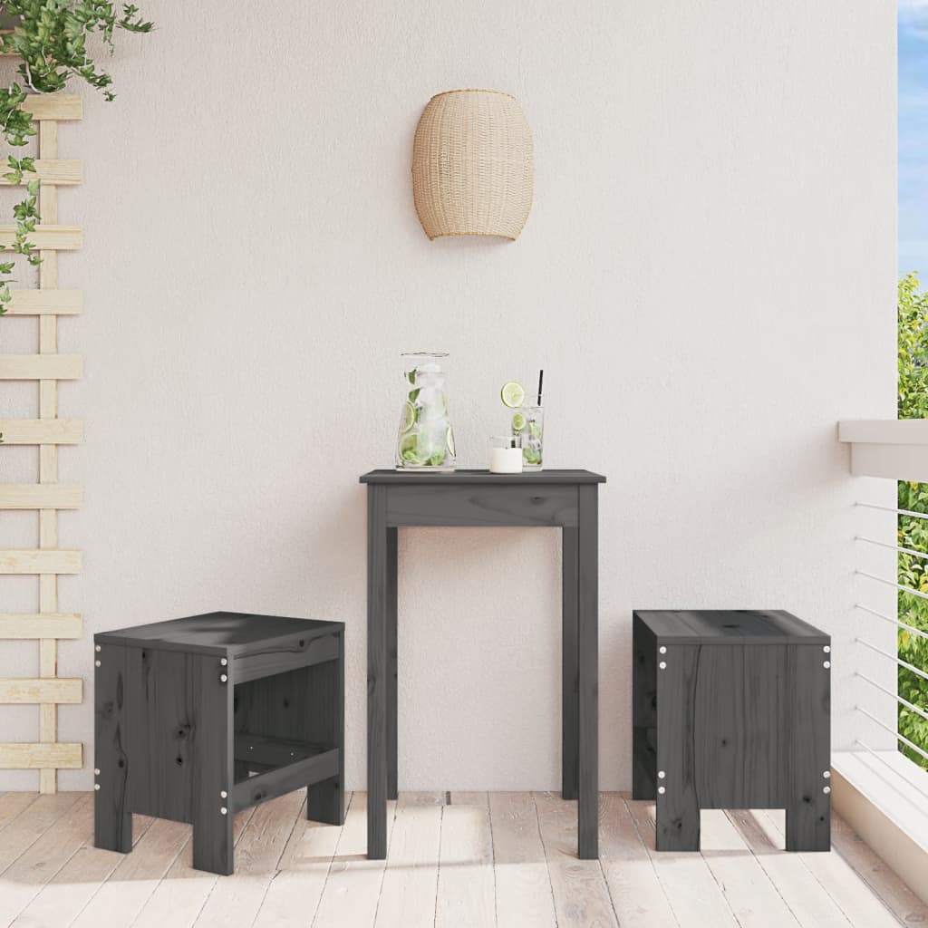 Garden Stools 2 pcs Grey 40x36x45 cm Solid Wood Pine