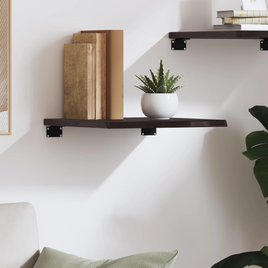 Wall Shelf Dark Brown 40x40x2 cm Treated Solid Wood Oak