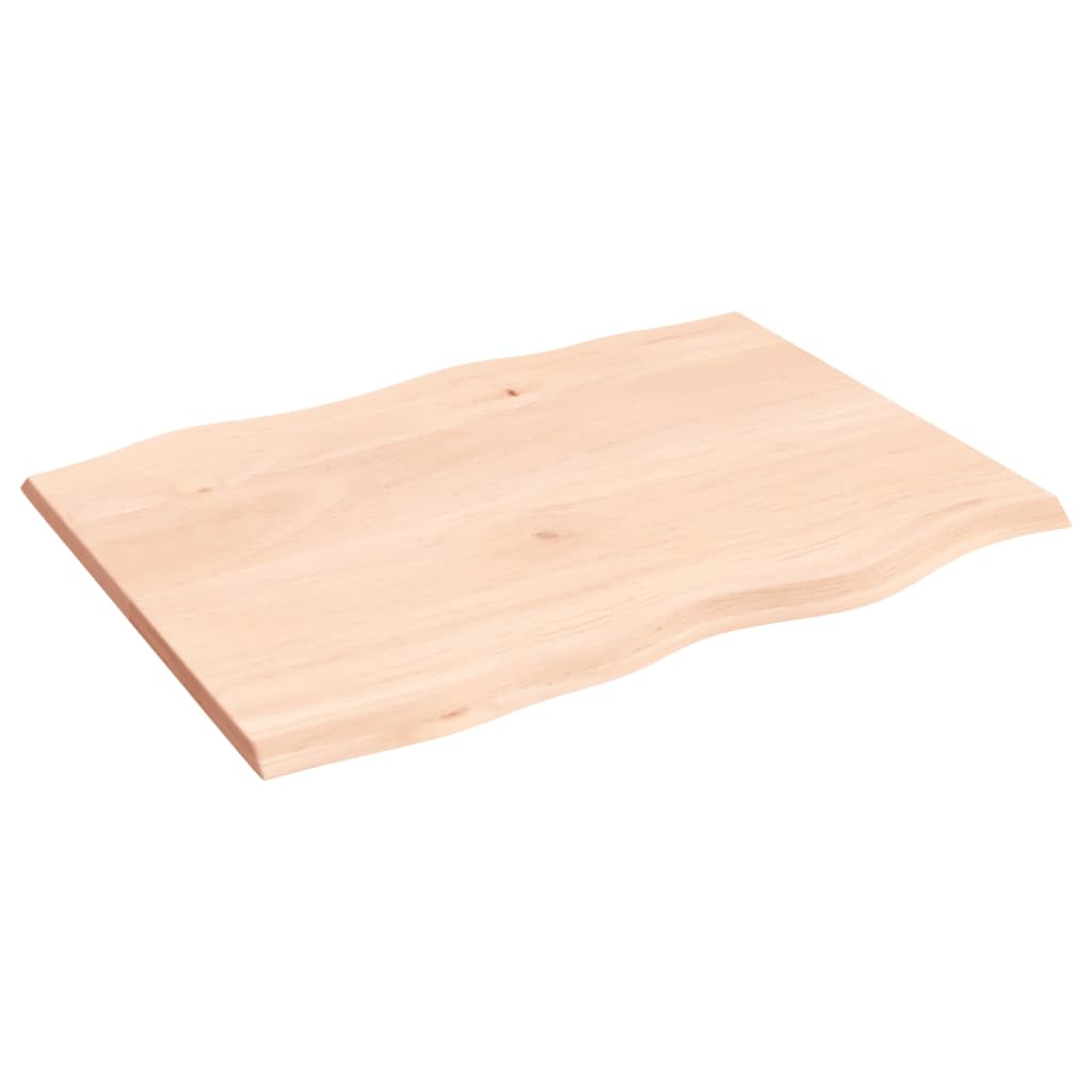 Table Top 80x60x2 cm Untreated Solid Wood Oak Live Edge