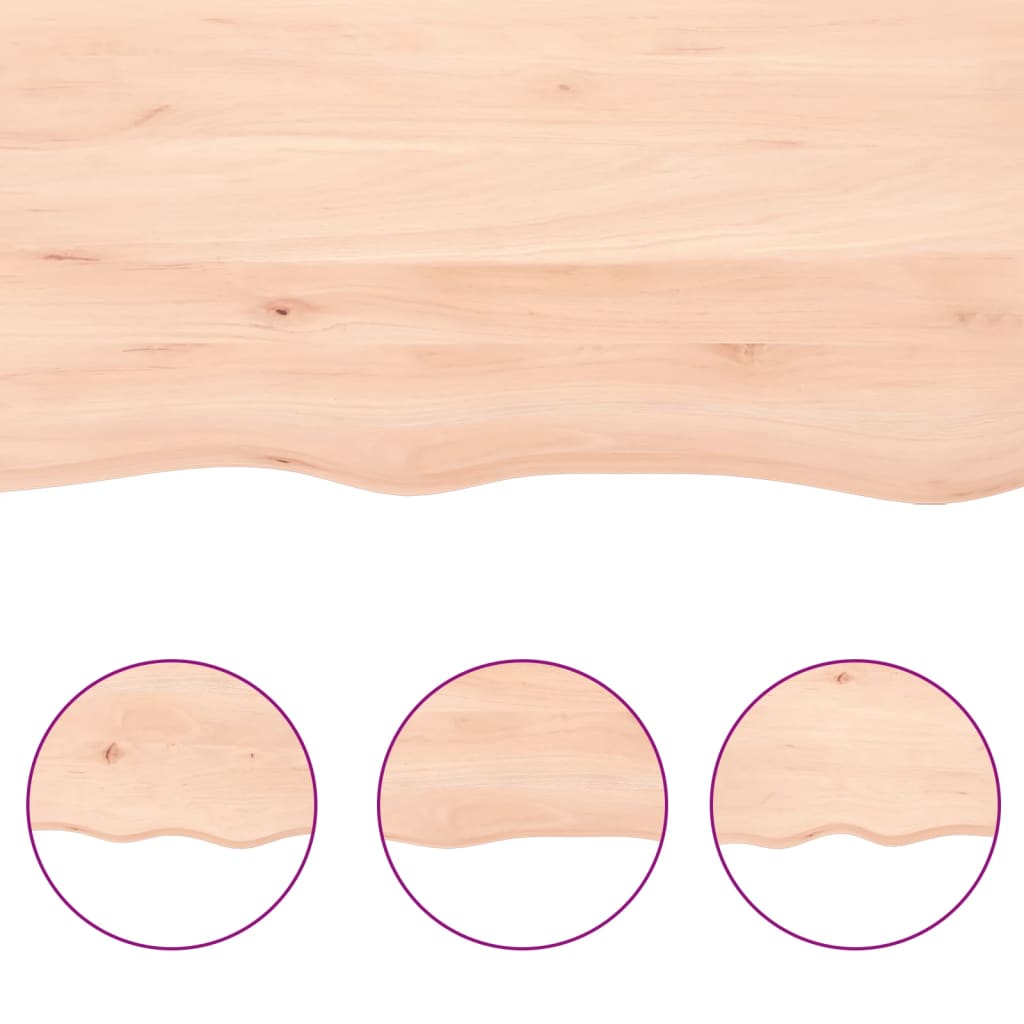 Table Top 80x60x2 cm Untreated Solid Wood Oak Live Edge