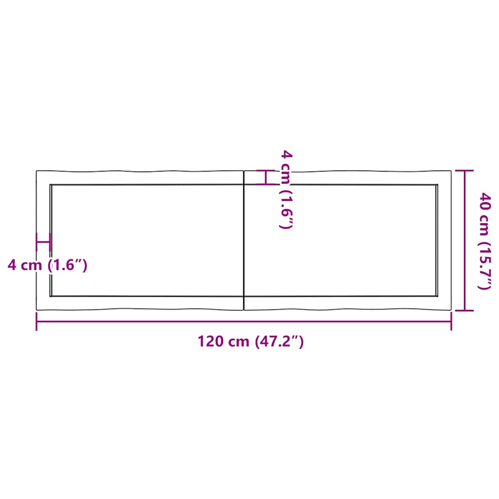 Table Top Light Brown 120x40x(2-4)cm Treated Solid Wood Live Edge
