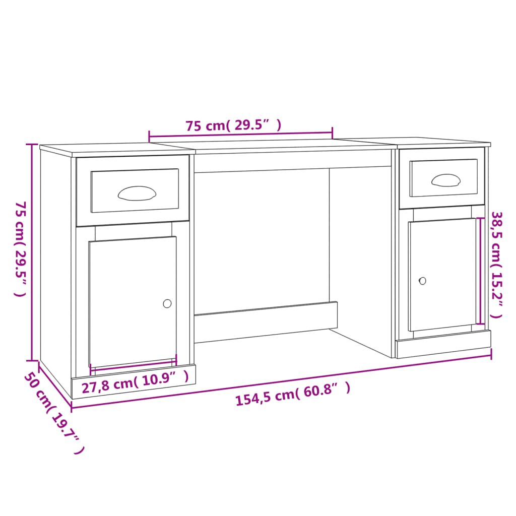 Desk with Cabinet Sonoma Oak Engineered Wood