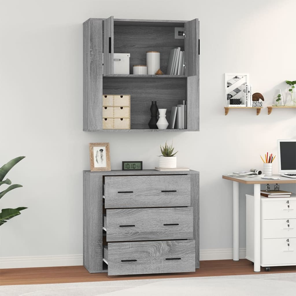 Highboard | Grey sonoma | Engineered wood | Large | Highboard