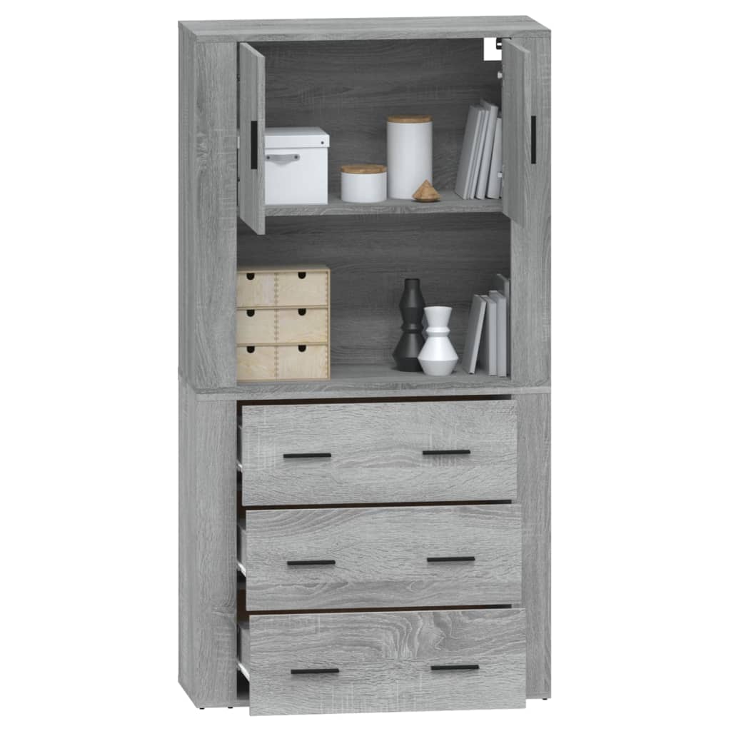 Highboard | Grey sonoma | Engineered wood | Large | Highboard